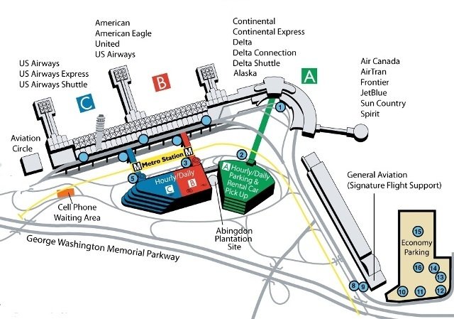 Washington Reagan Airport Map Parking At Ronald Reagan National Airport (Dca)